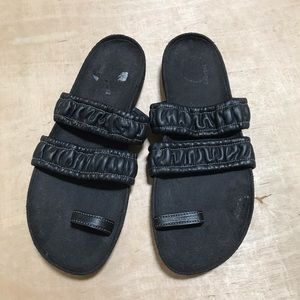 Timberland Black Leather Slide Sandals Double Strap Casual Women’s Size 11